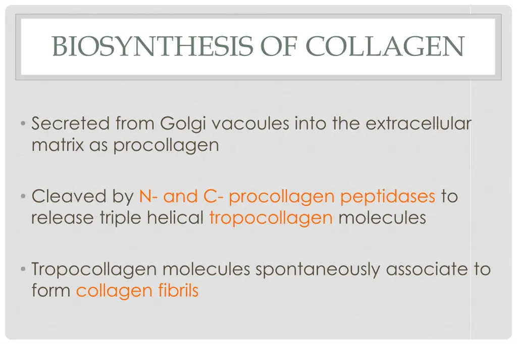 biosynthesis of collagen 1