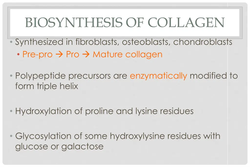 biosynthesis of collagen