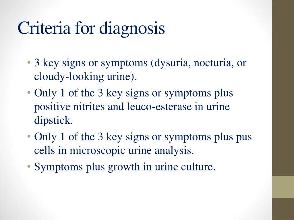 criteria for diagnosis