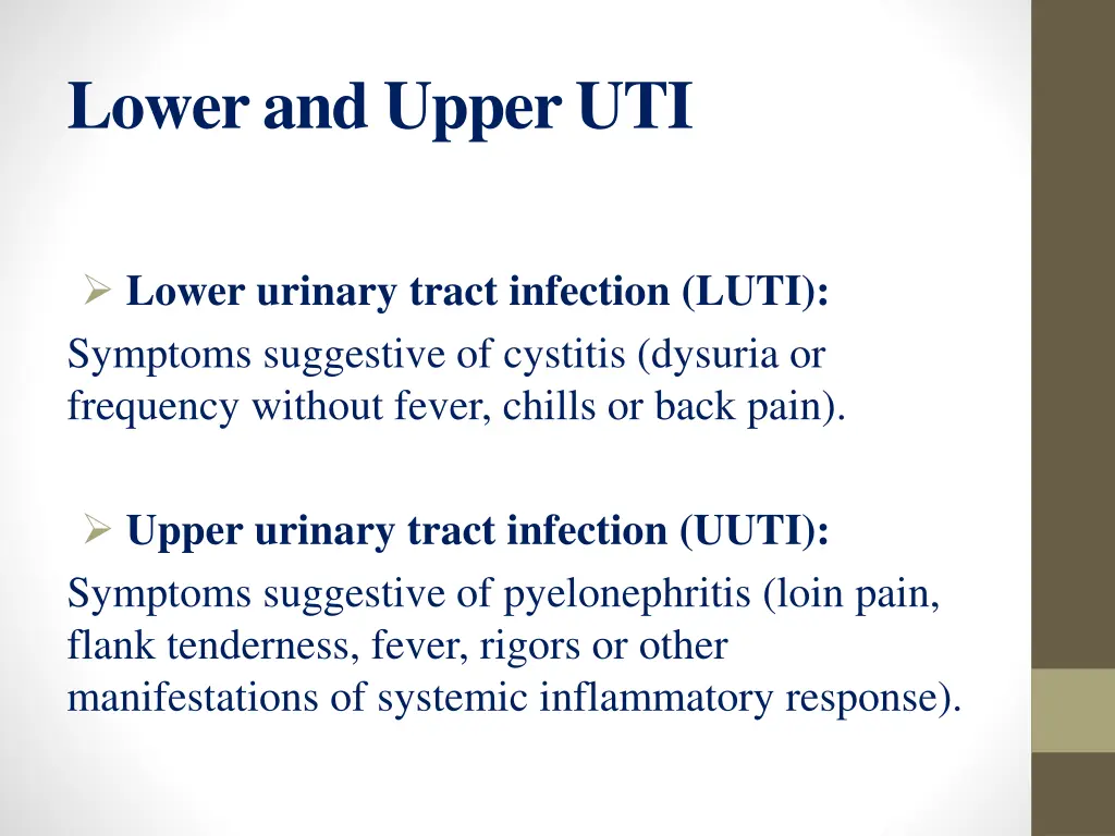 lower and upper uti