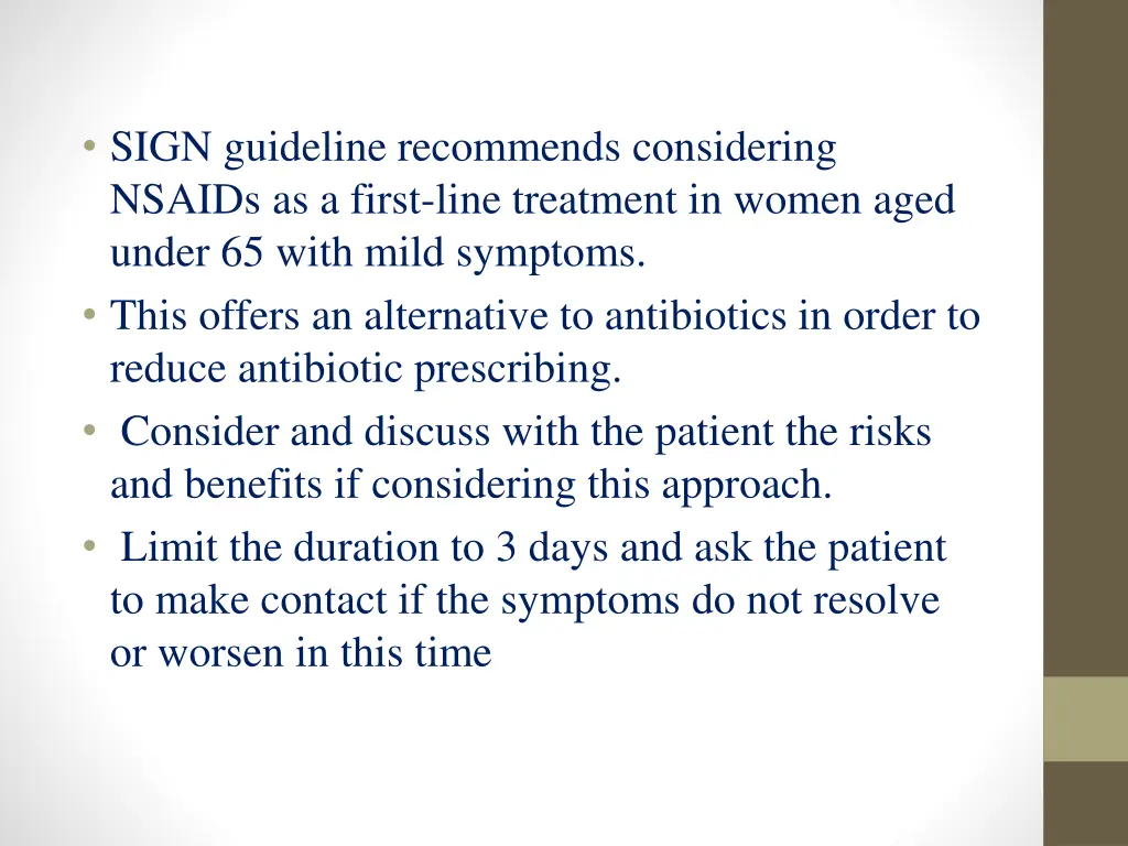 sign guideline recommends considering nsaids