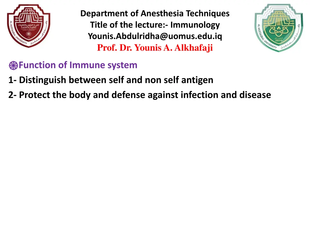 department of anesthesia techniques title 1
