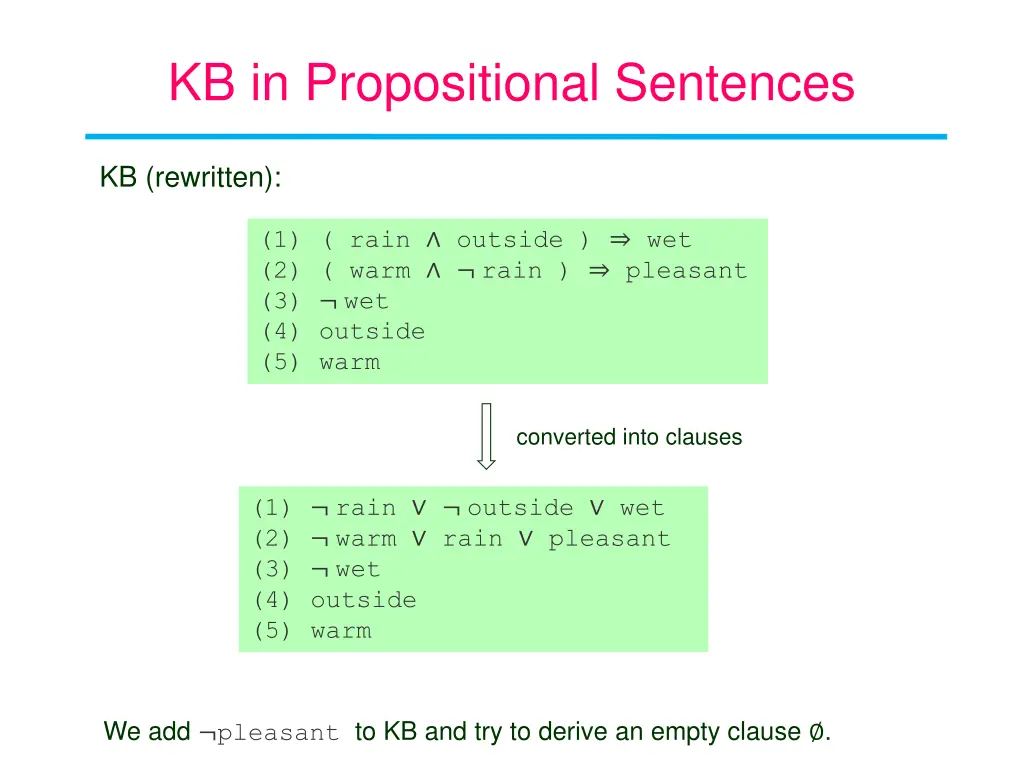 kb in propositional sentences