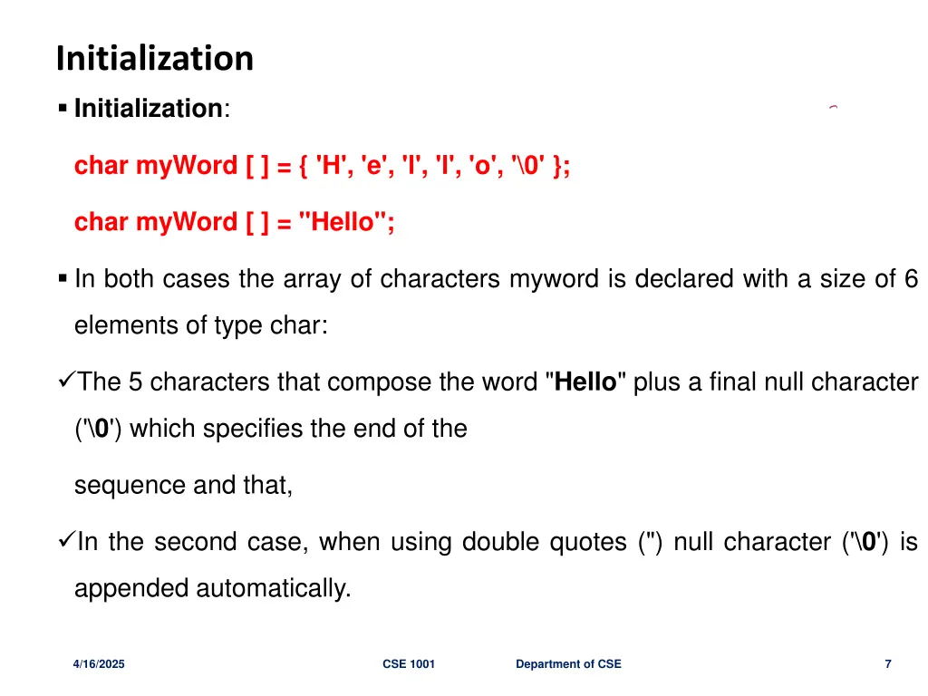 initialization initialization