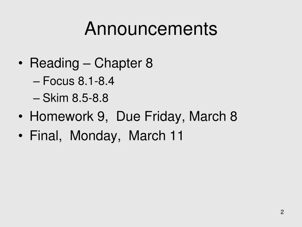 announcements