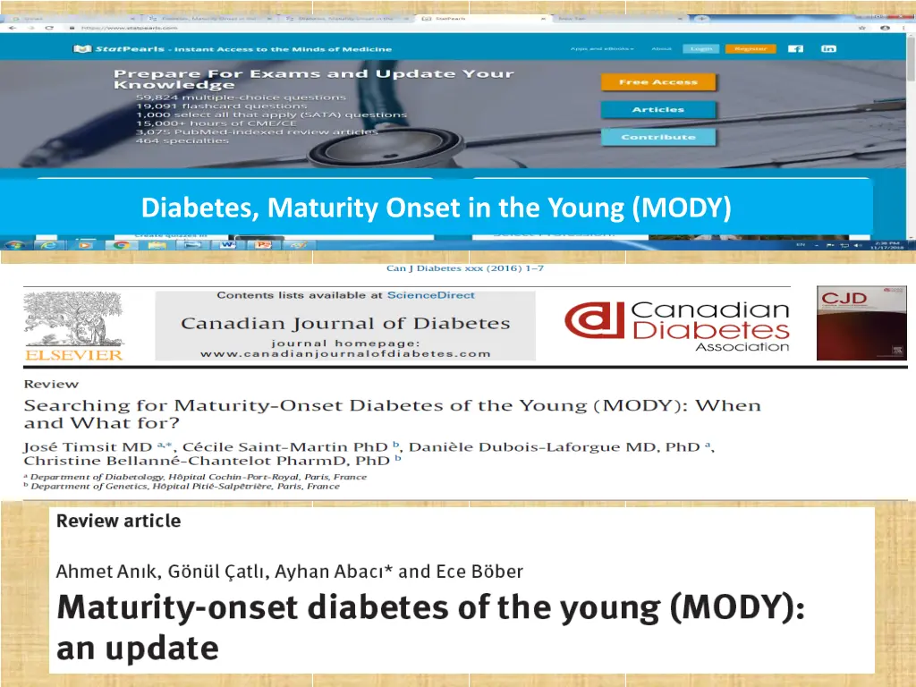 diabetes maturity onset in the young mody