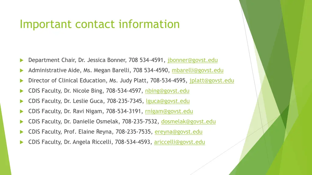 important contact information