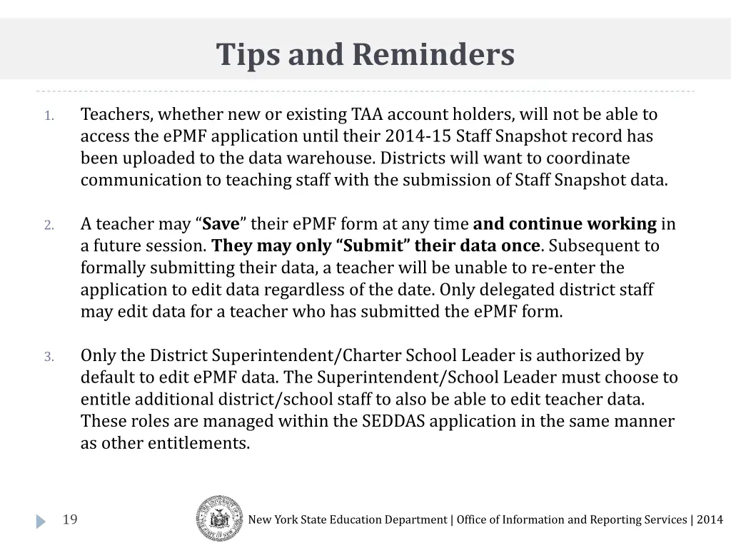tips and reminders