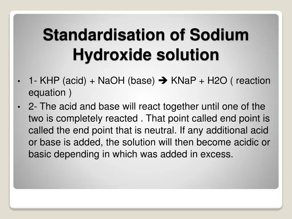standardisation of sodium hydroxide solution 1