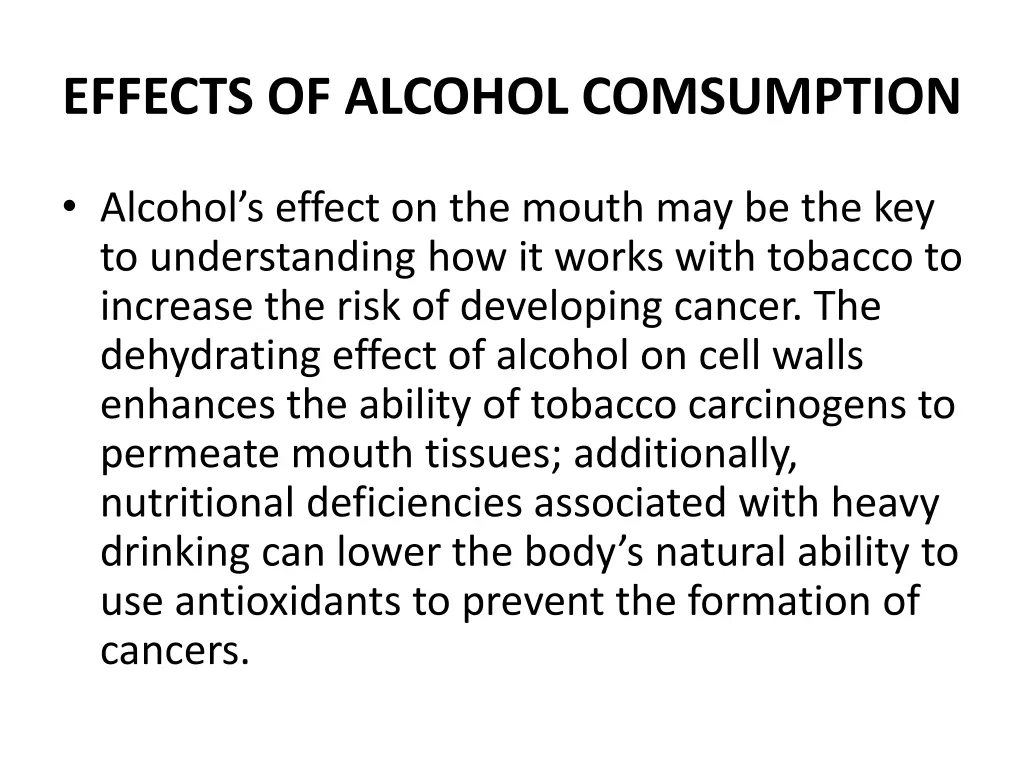 effects of alcohol comsumption