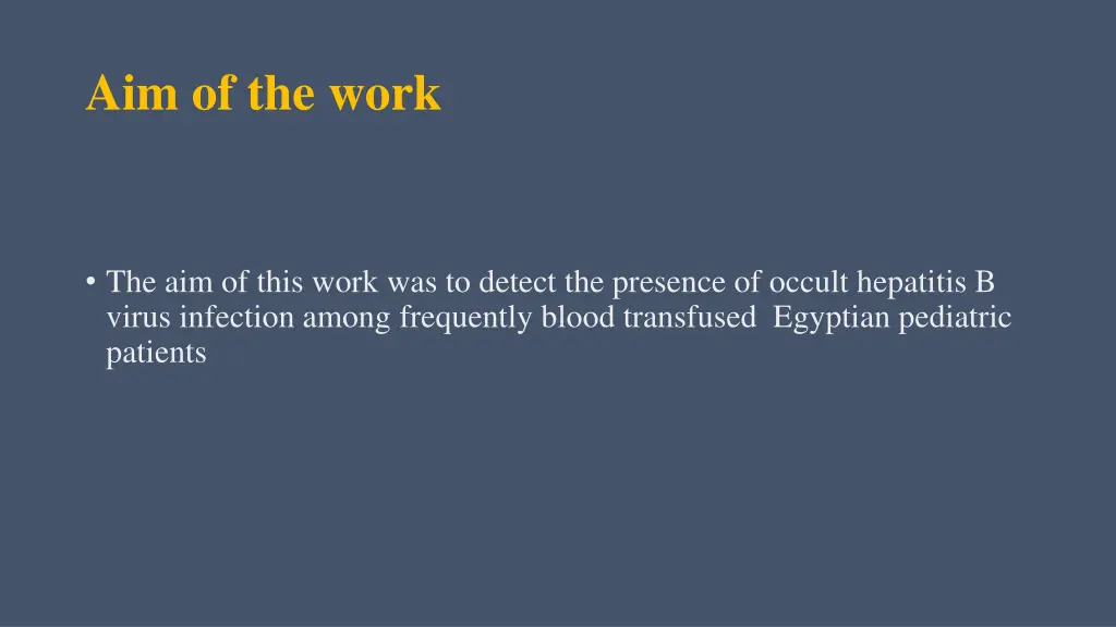 aim of the work 1