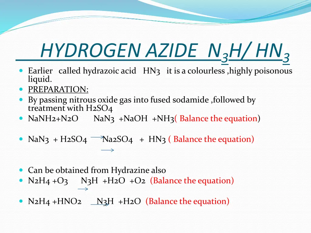 hydrogen azide n 3 h hn 3 earlier called