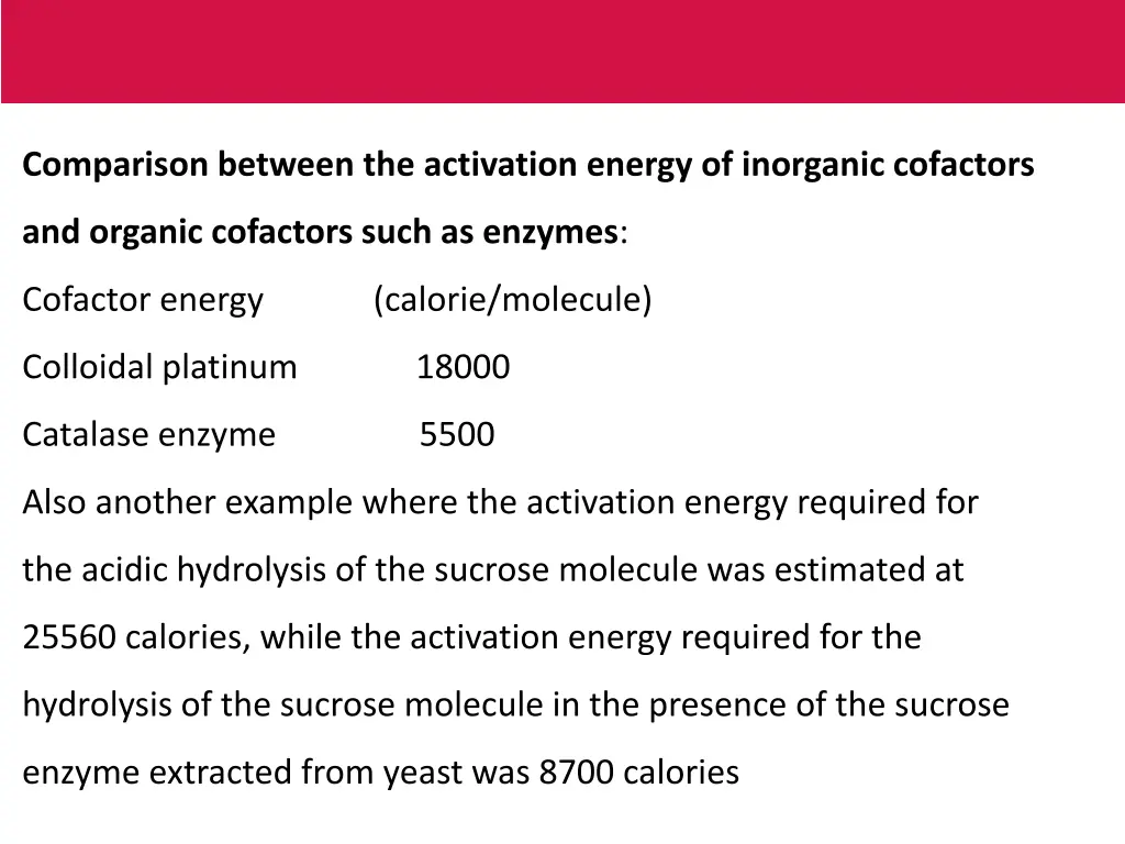 comparison between the activation energy