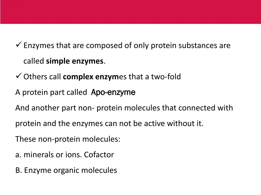 enzymes that are composed of only protein