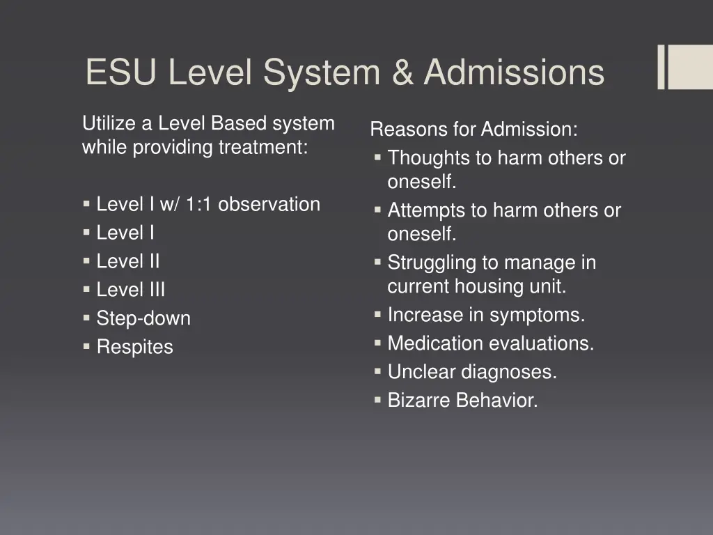 esu level system admissions