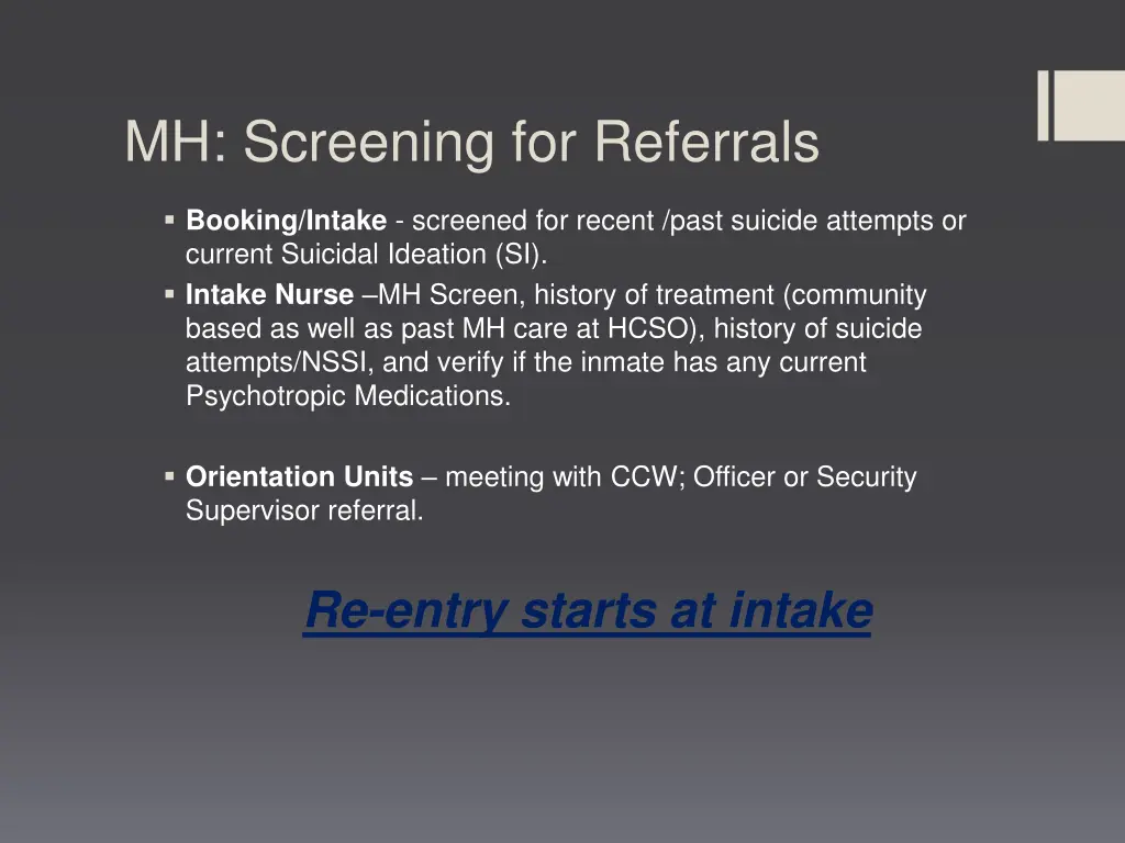 mh screening for referrals