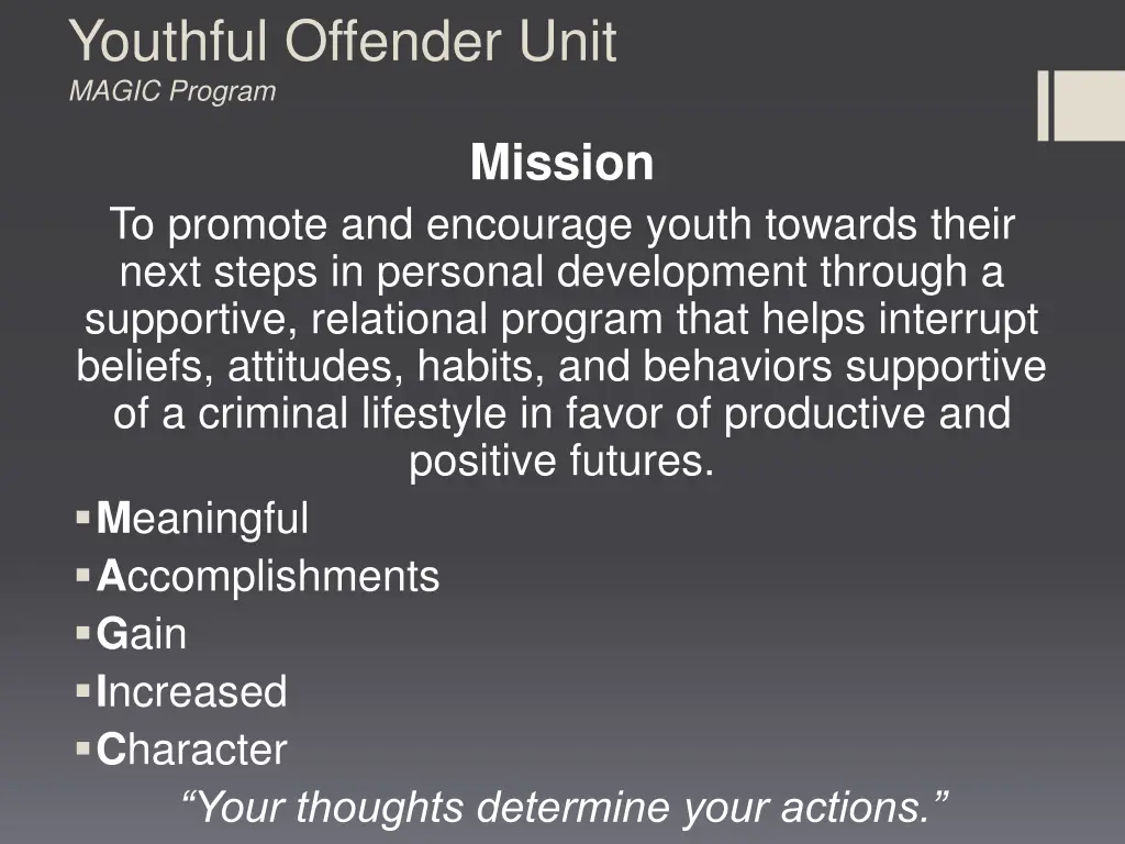 youthful offender unit magic program