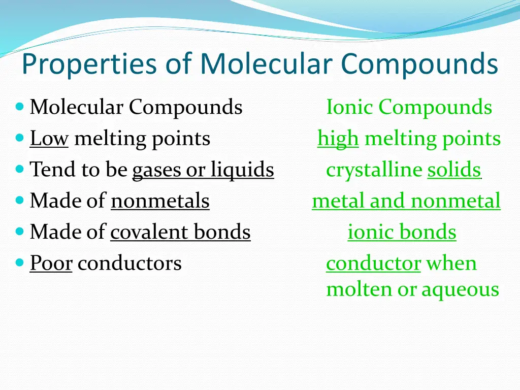 properties of molecular compounds