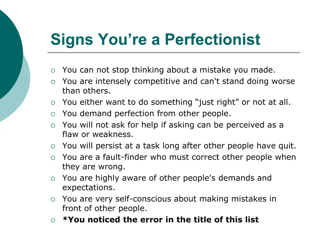 signs you re a perfectionist