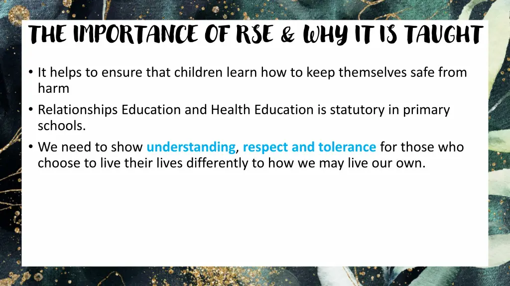 the importance of rse why it is taught 1