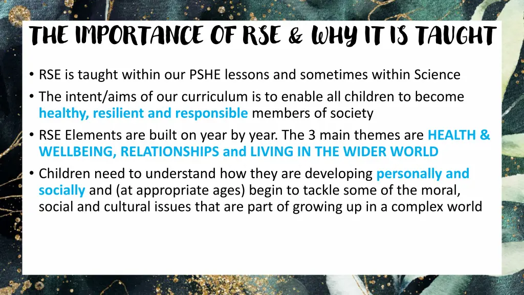 the importance of rse why it is taught