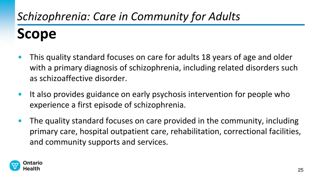 schizophrenia care in community for adults scope