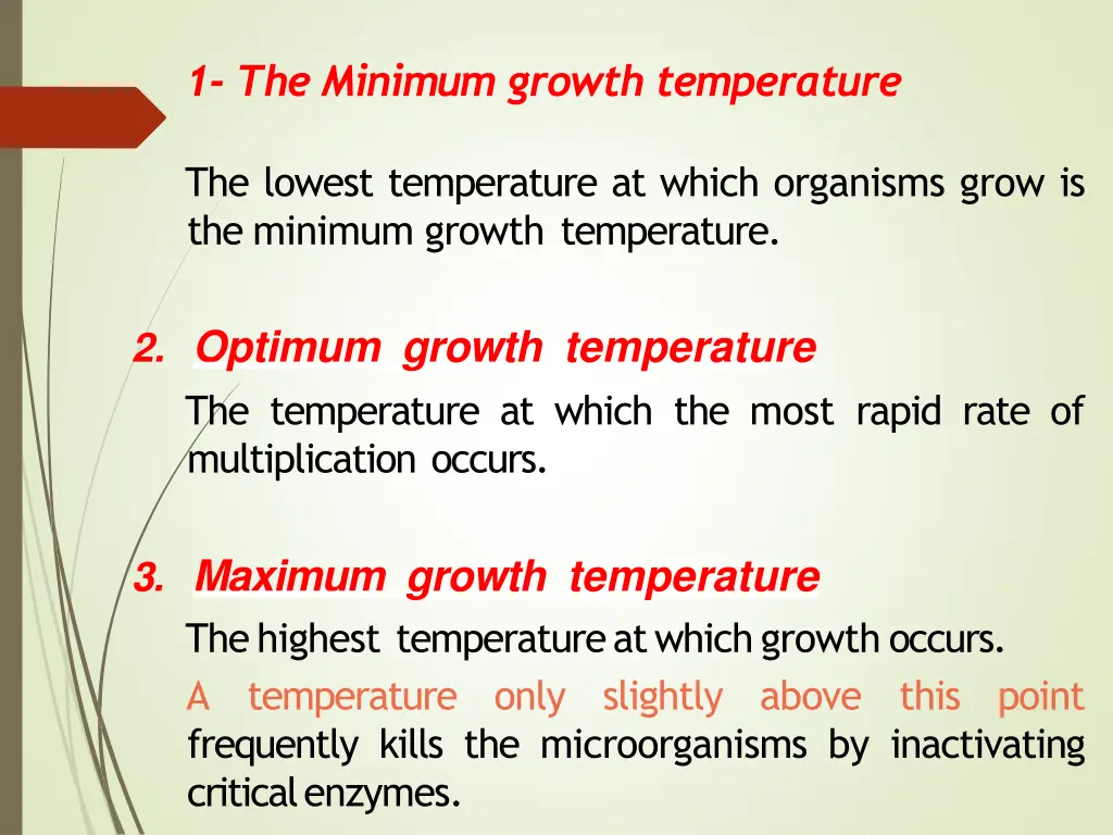 1 the minimum growth temperature