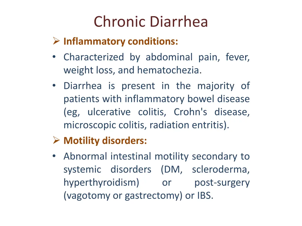 chronic diarrhea inflammatory conditions