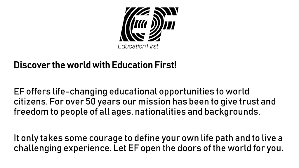 discover the world with education first discover