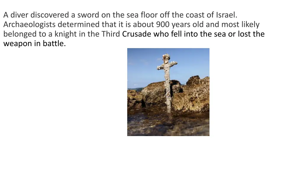 a diver discovered a sword on the sea floor