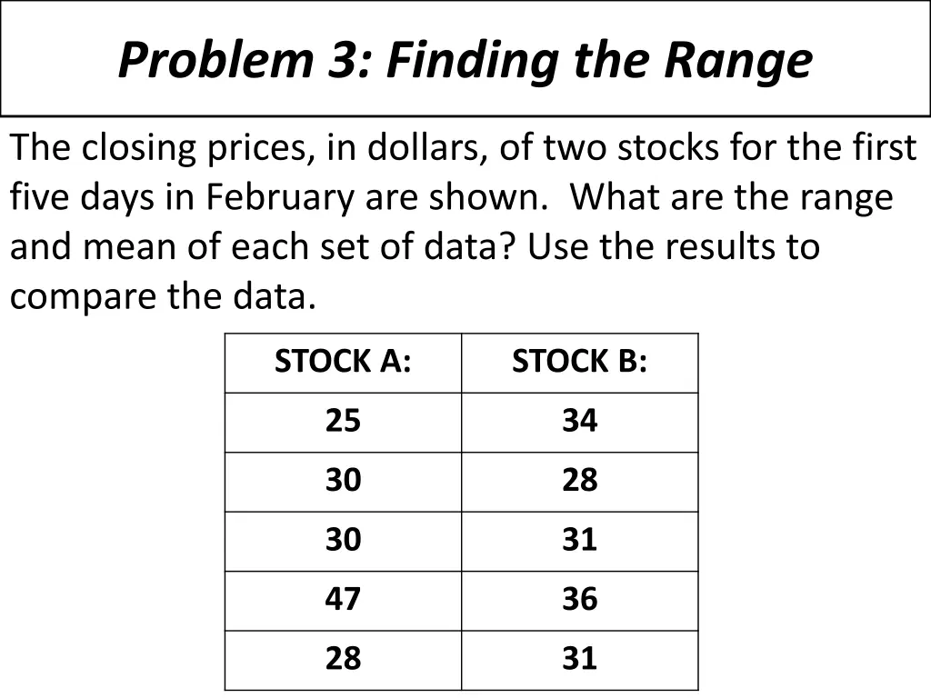 problem 3 finding the range