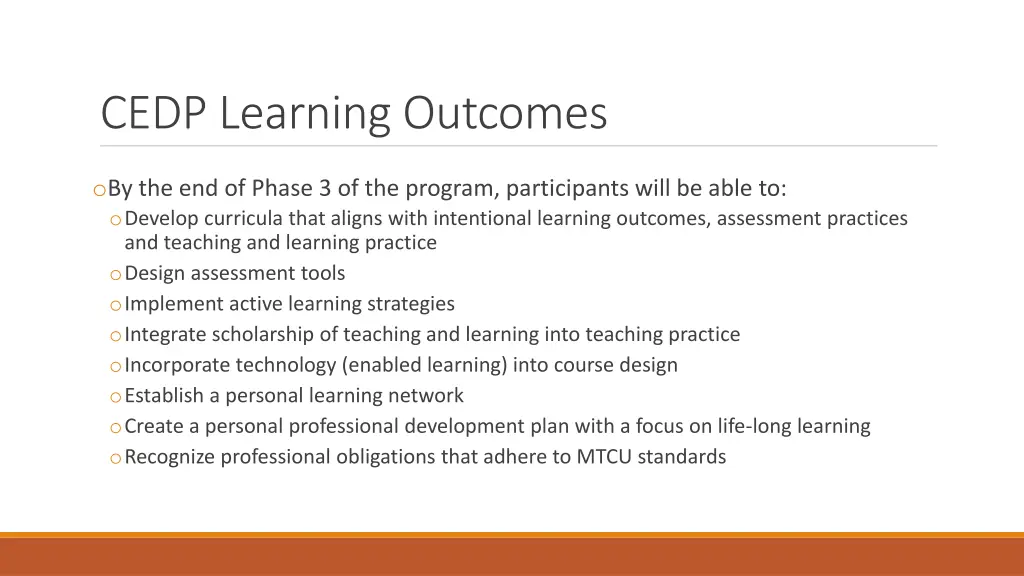 cedp learning outcomes