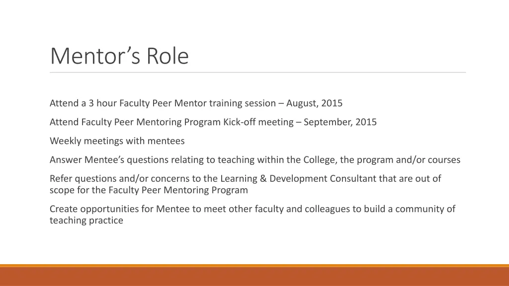 mentor s role