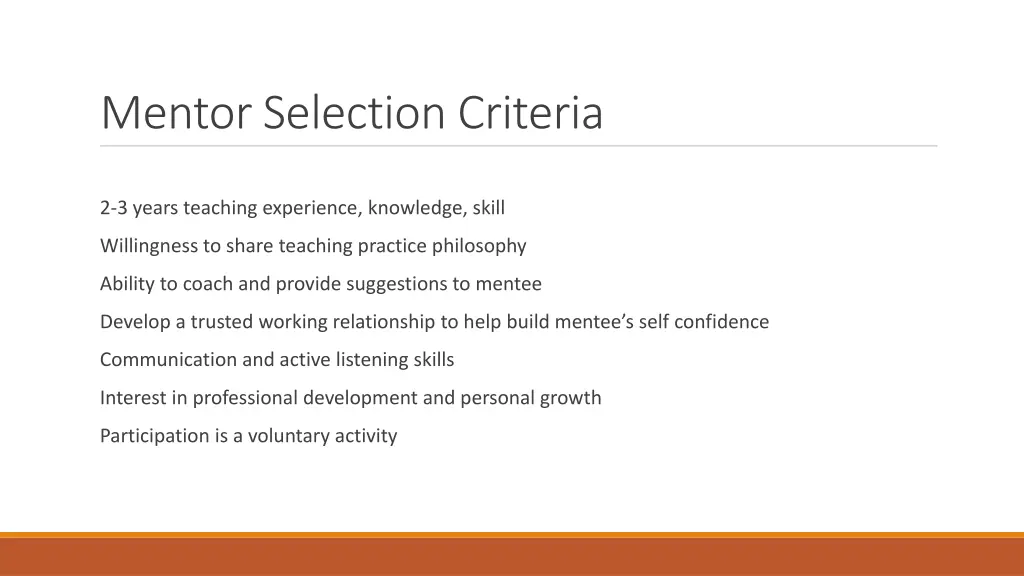 mentor selection criteria