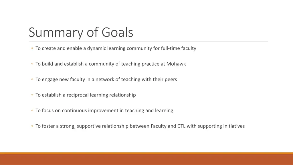 summary of goals