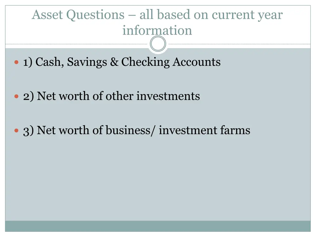 asset questions all based on current year