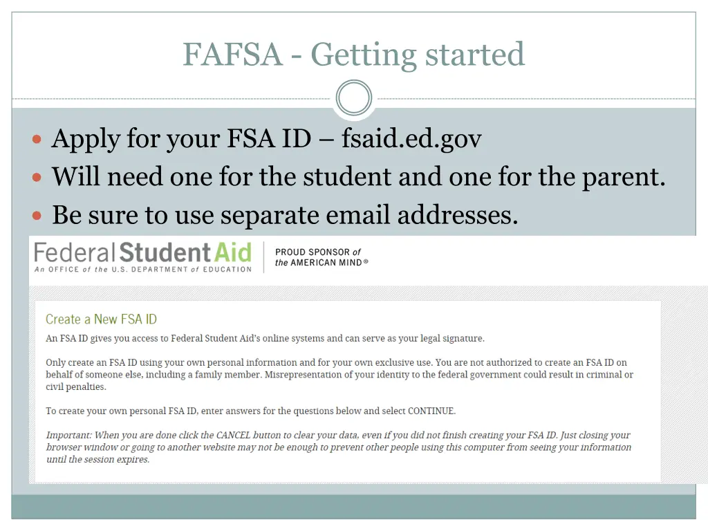fafsa getting started