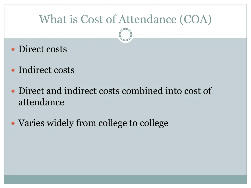what is cost of attendance coa