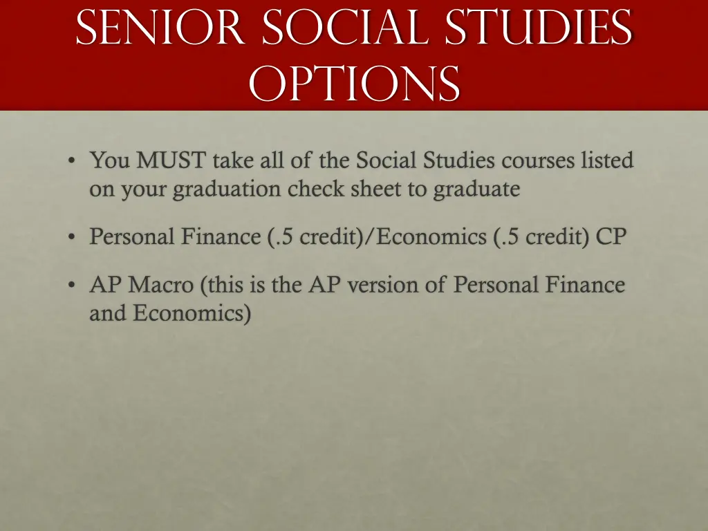 senior social studies options
