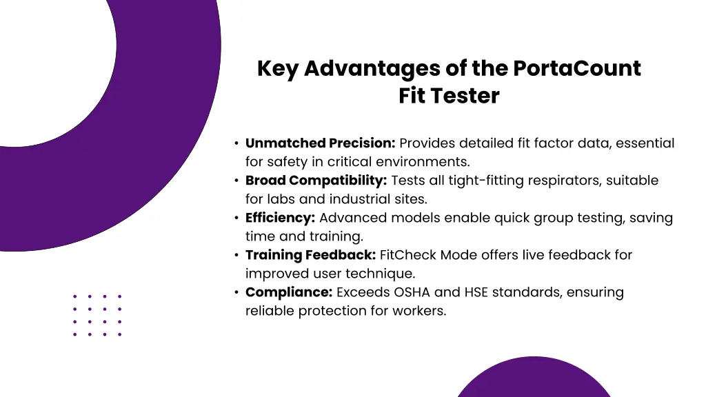 key advantages of the portacount fit tester