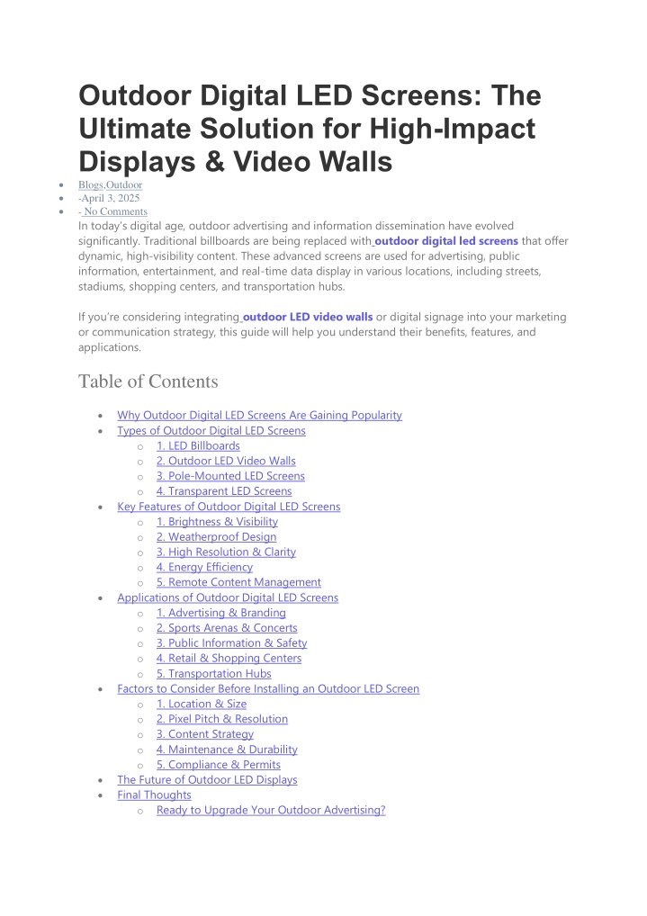 outdoor digital led screens the ultimate solution
