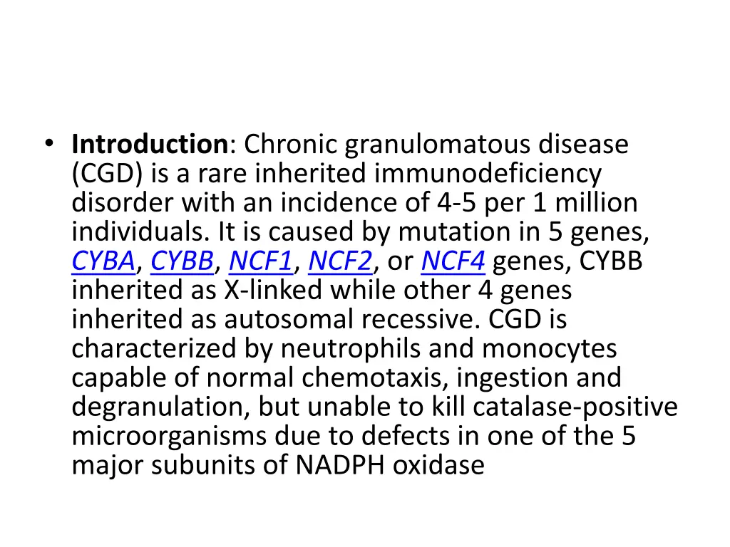 introduction chronic granulomatous disease