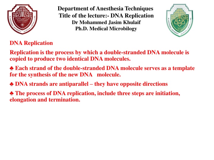 department of anesthesia techniques title