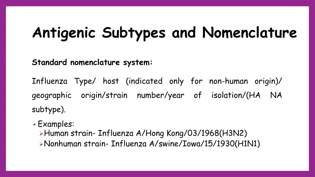 antigenic subtypes and nomenclature 1
