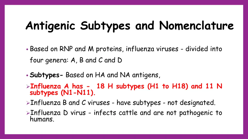antigenic subtypes and nomenclature
