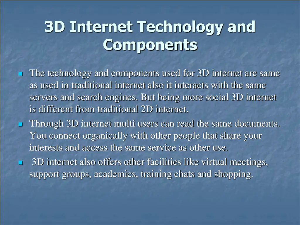 3d internet technology and components