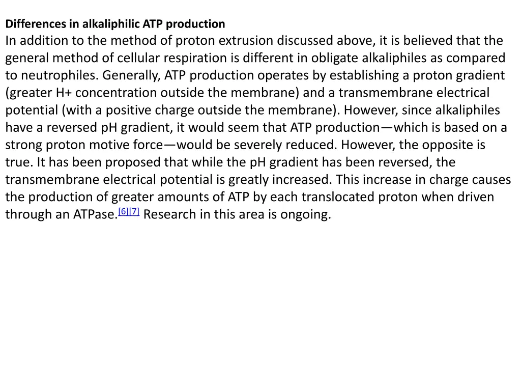 differences in alkaliphilic atp production