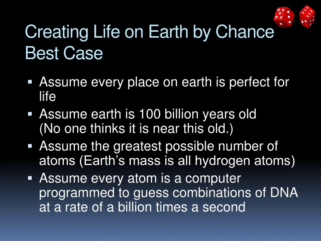 creating life on earth by chance best case