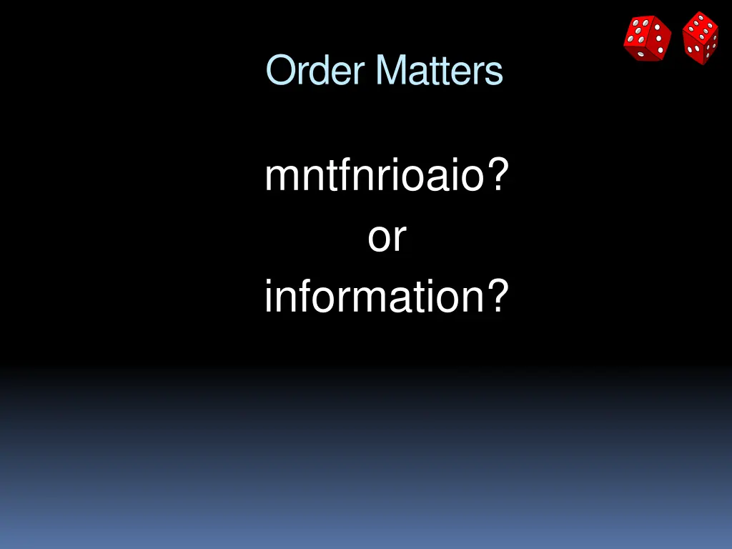 order matters 1