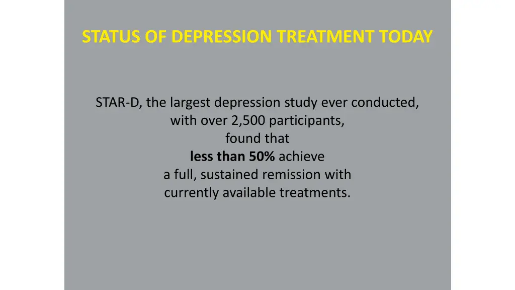 status of depression treatment today